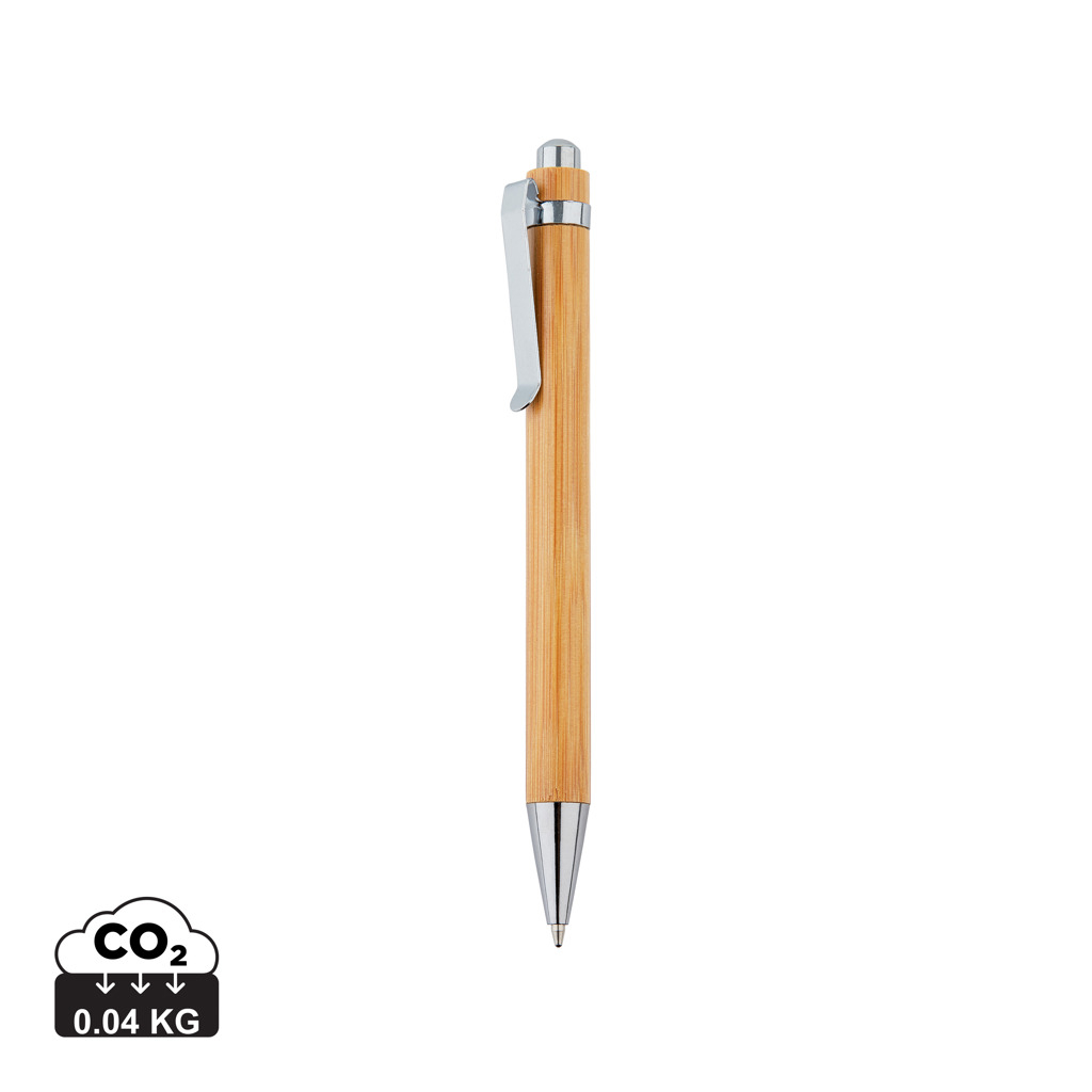 Stylo à bille publicitaire - Bambou Marron et Argent